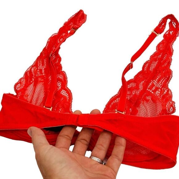 Natori Feathers Sheer Lace Bra 739023 bright red size 32 B/C - Picture 5 of 7